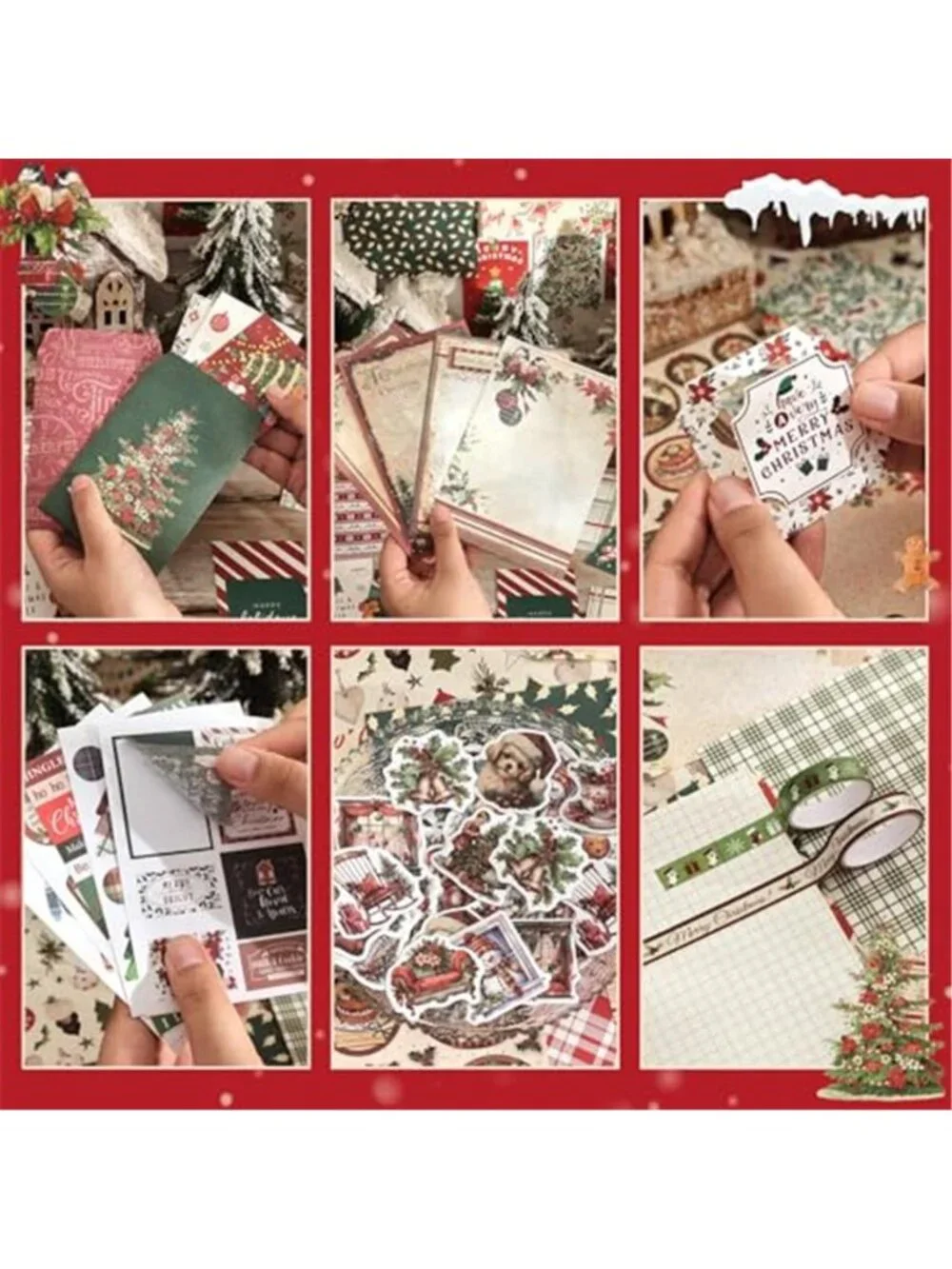 Christmas Scrapbooking Supplies Kit, Aesthetic New Year Festival Scrapbook Kits